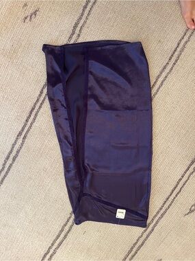 Aritzia Satin Midi Skirt in Deep Navy
